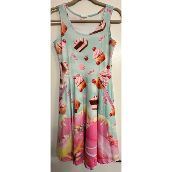Spring Sweetness – Dessert Print Fit & Flare Swing Dress with Pockets 🍓🌼🍰 - Picture 3 of 6